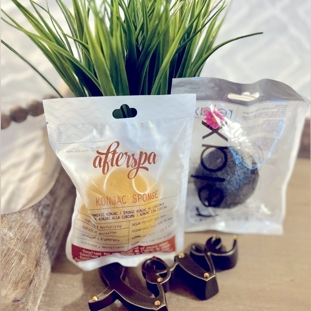 🖤REFRESH w/ THREE konjac sponges! (2 turmeric & 1 charcoal).